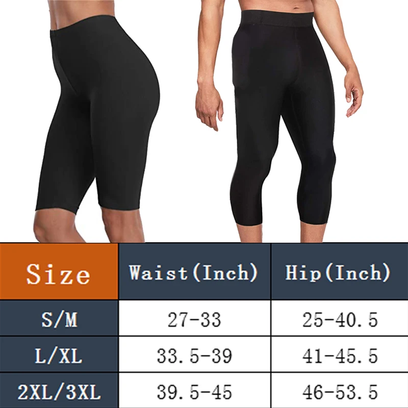 Men Sweat Sauna Capri Tummy Control Body Shaper Weight Loss Compression Slimming Pants Waist Trainer Thermo Gym Workout Corset