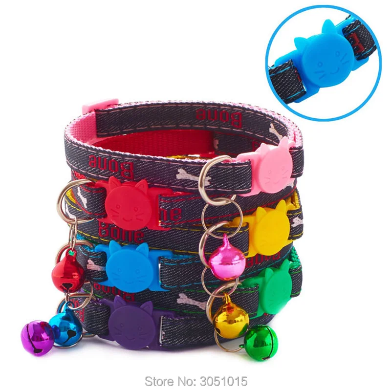 

100pcs denim Adjustable bone Dog Collars Easy to wear For Dog Training Outdoor Comfortable Dog Identification Necklace Walking