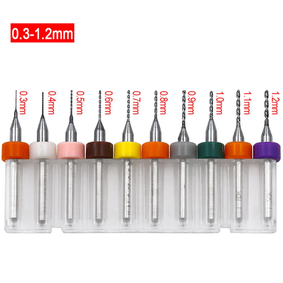 

10pcs 0.1mm -1.2mm PCB mini drill Bit tungsten steel carbide for print circuit board cnc drill Bits Machine