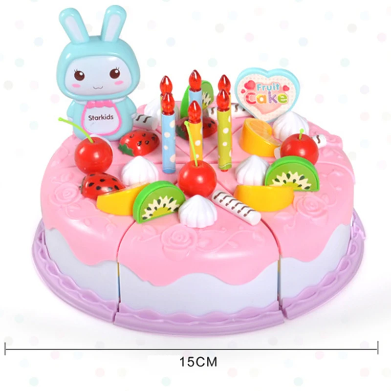 37 шт./компл. Малыш для DIY торта на день рождения игрушки пластиковая резка фрукты еда ненастоящая игра KitchenToys набор безопасный милый детский девочка игрушки подарки