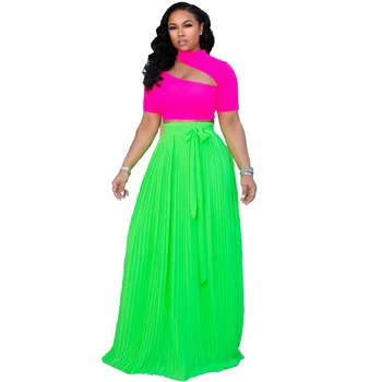 

Chiffon pleated skirt casual wild summer fall African women's skirts office ladies fashion elegant red orange rose red elegant