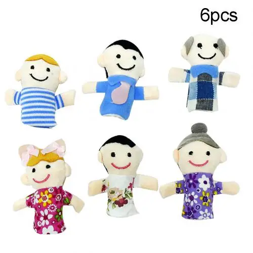 6pcs В Семья из шести пальцевые куклы детские игрушки: 6-стронние Кубики-шт./компл. один Семья Плюшевые Палец Кукольный развивающие игрушки ручной рассказывающая сказки реквизит - Цвет: 6pcs