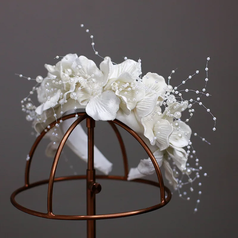 French White Flower Hairband women elegant tiara wedding bride hair Accessories hair accessories bridal hair accessories