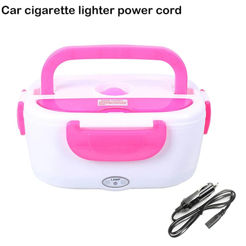 1.05L Portable Electric Heating Lunch Box Container Food Storage Warmer With Spoon EU/US/UK Plug kitchen Electric Meal Warmer - Цвет: car pink