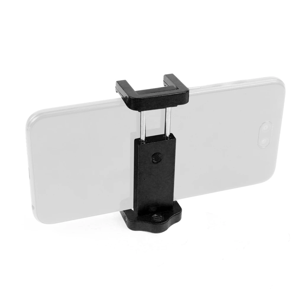 Aluminum Alloy Tripod Self Stick Clip Clamp Holder Bracket Mount Adapter for iPhone Samsung Cell Phone Holder W/ cold shoe mount