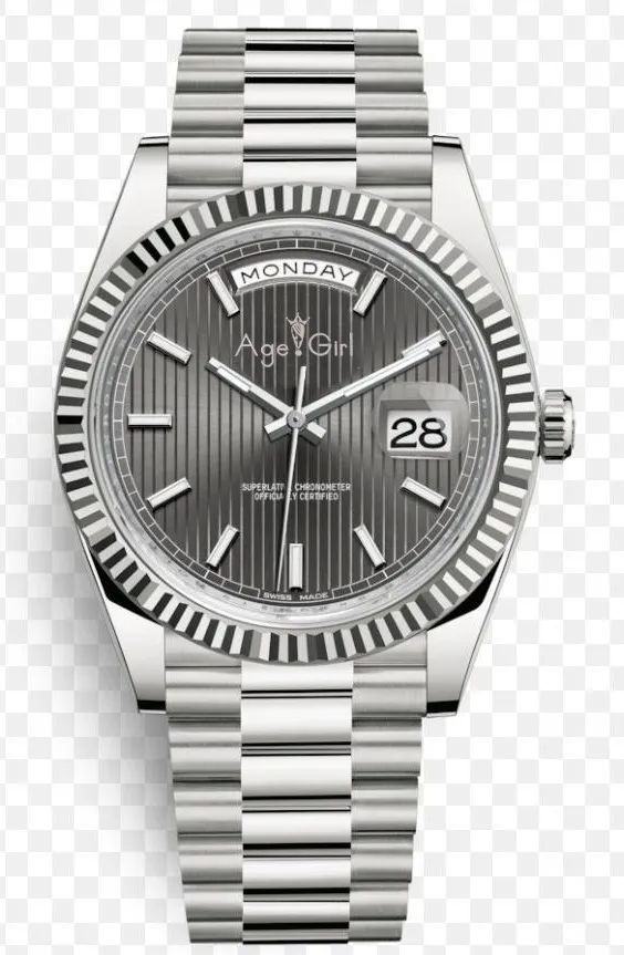 

Luxury Brand New Men Gold Silver Black Green Grey Blue Automatic Mechanical Stainless Steel Sapphire Daydate Watch 41mm White