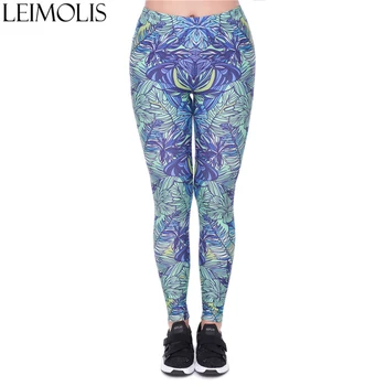 

LEIMOLIS 3D print green Leaves cluster fitness push up workout leggings women Harajuku High Waist punk rock sexy leggins