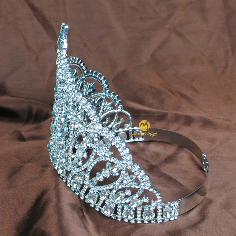 Женские большие хрустальные винтажные королевские диадемы и короны для торжеств диадема на выпускной вечер украшения для волос Свадебные украшения для волос аксессуары