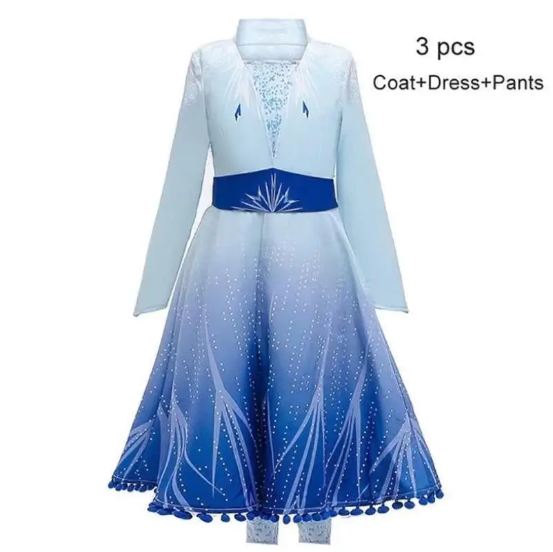 Платье принцессы Эльзы для маленьких девочек; Одежда для девочек; карнавальный костюм Эльзы; костюм на Хеллоуин, Рождество, вечеринку с короной