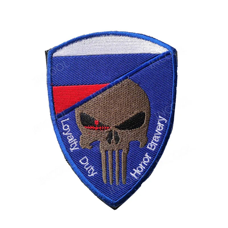 Тактический военный боевой дух патч Американский Россия Франция Польша Великобритания Германия Государственный флаг Италии череп вышитые заплатки, аппликации - Цвет: Russia Flag