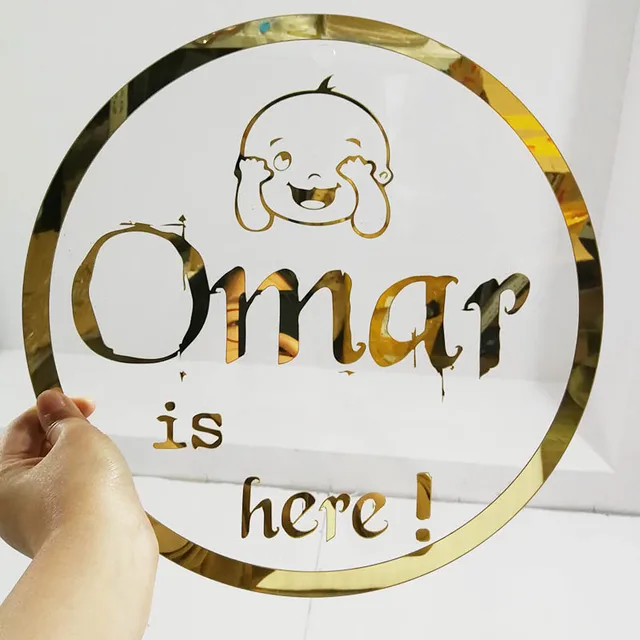 โอ้เด็กป้ายกระจกอะคริลิคทองชื่อป้ายสําหรับ Baby Shower Party Decor,กระจกส่วนบุคคลของขวัญ Babyshower 1