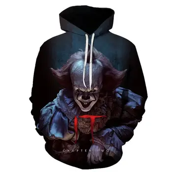 

movie IT Pennywise Clown Stephen King 1990 2017 Horror Movie Hoodie Sweatshirt COSPLAY Tracksuit sweatshirt print men