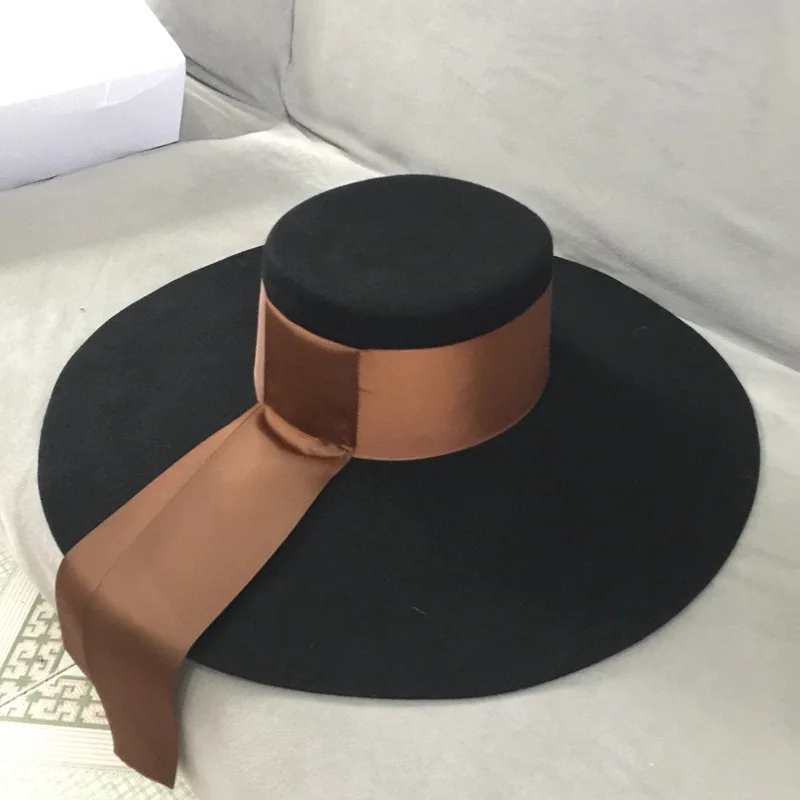 01910-nao2019 шерсти Модель ветра шоу полями модная дамская шляпа Fedora женская панама джазовая, шляпа