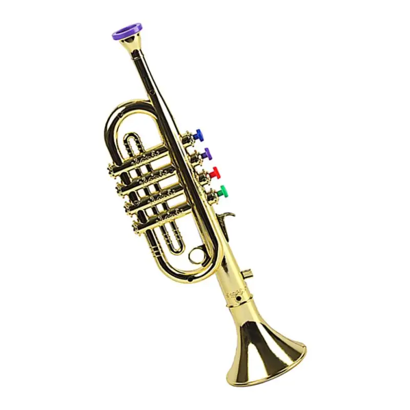 1x Kids Trumpet Plastic with 3 Colored Keys for Early Developmental Toy Golden Music Education Tooyful Children