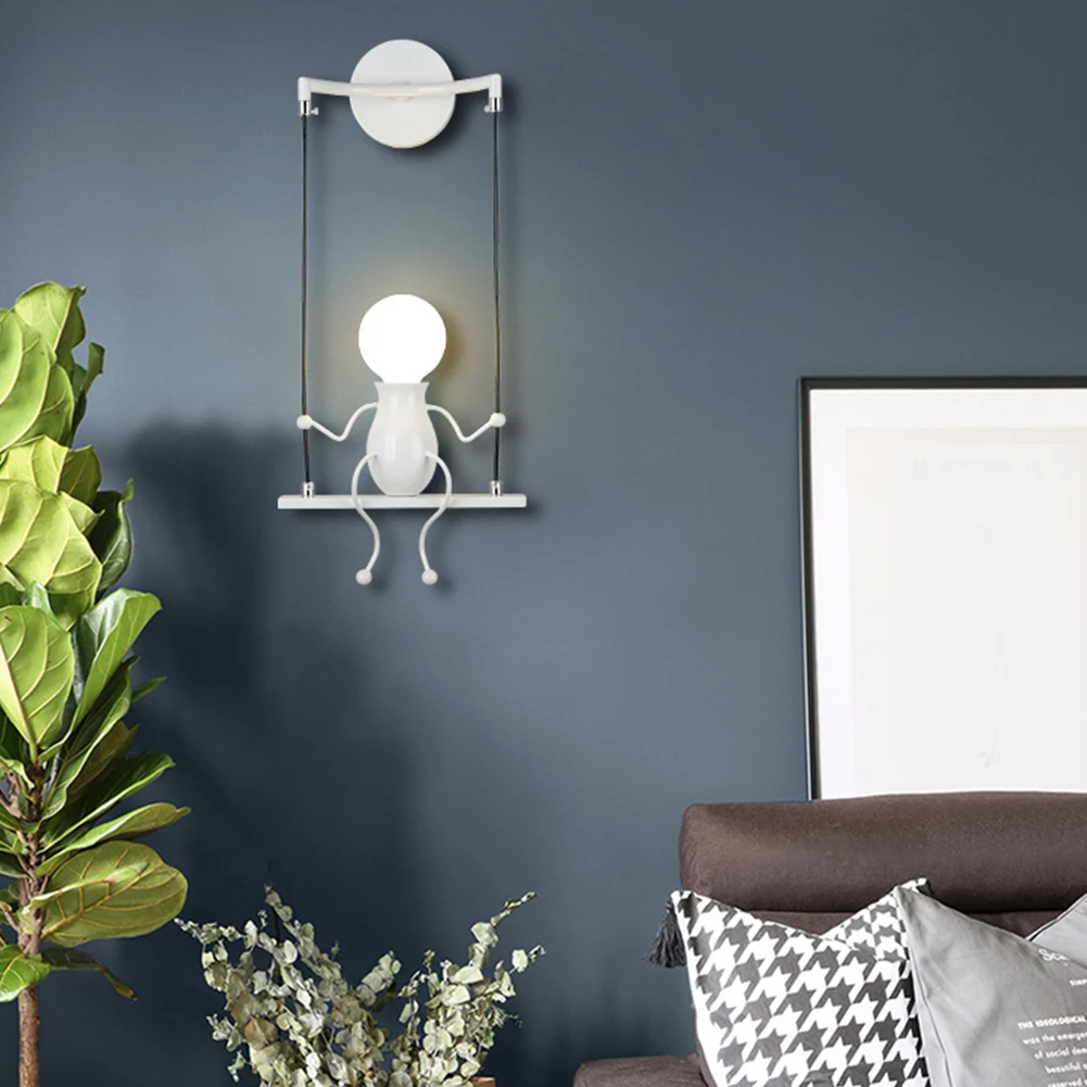 Cafe Corridor Study Restaurant Indoor Kids Bedroom Industrial Balcony Led Wall Lamp Cartoon Robot Shape Living Room Iron
