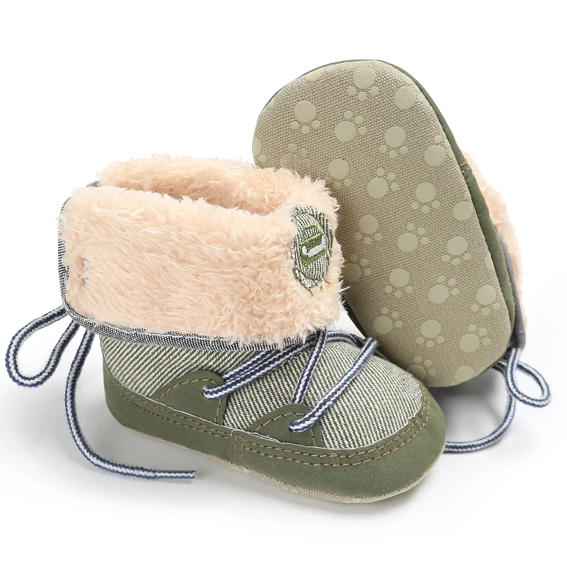 Детские зимние сапоги; Обувь На Шнуровке Для мальчиков и девочек; пинетки для новорожденных; теплые ботинки для младенцев; плюшевые зимние ботинки на мягкой подошве; обувь для малышей