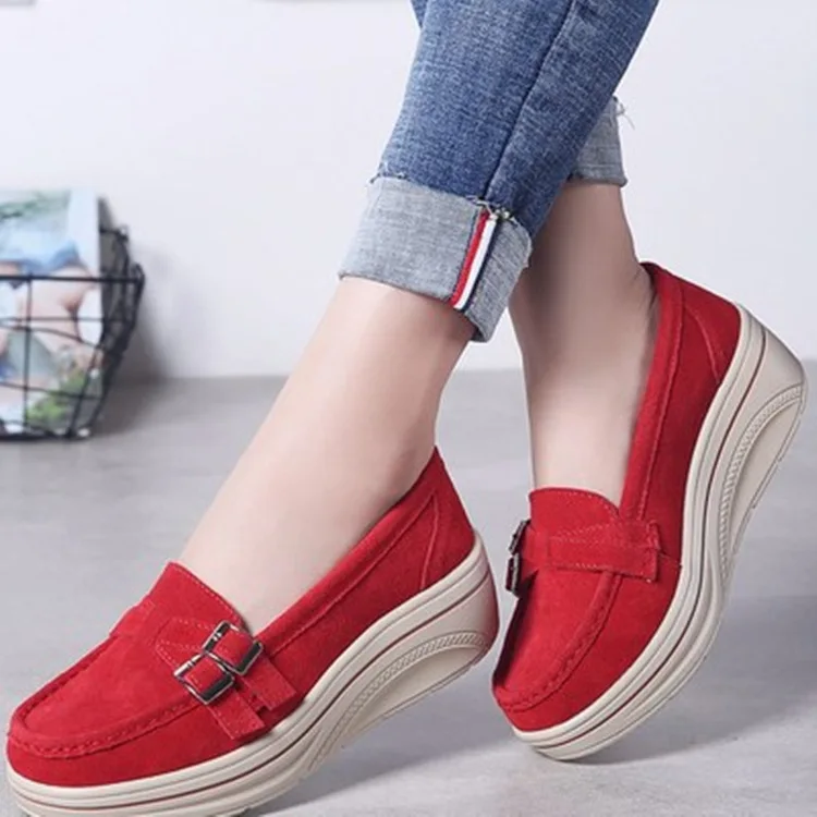 

Platform Shoes 2019 Spring Women's Large Size Platform Shoes Slip-on Foot Covering Rocking Shoes Anti-slip Maternity Shoes Mom S
