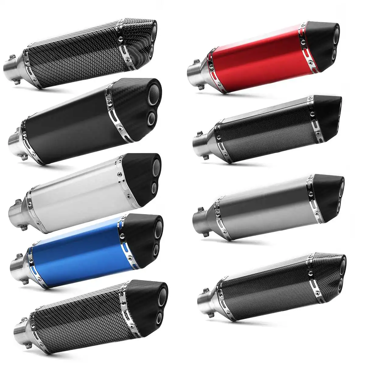 Locomotive sports car street car 38mm-51mm motorcycle double air outlet exhaust carbon stainless steel ATV scooter muffler tube