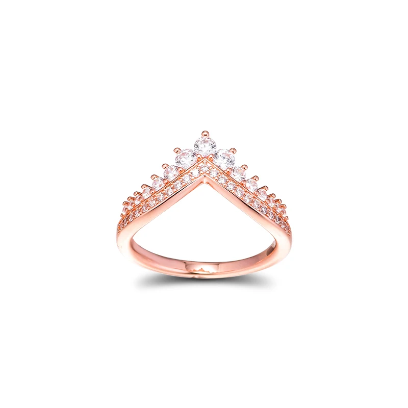 Rings For Women Rose Gold Princess Wishbone Ring Bijoux Femme European