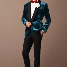 В Лучший мужской костюм жениха, смокинг, деловой костюм Зеленый Смокинг Для мужчин пиджак комплект одежды из 3 предметов, куртка, жилет и брюки