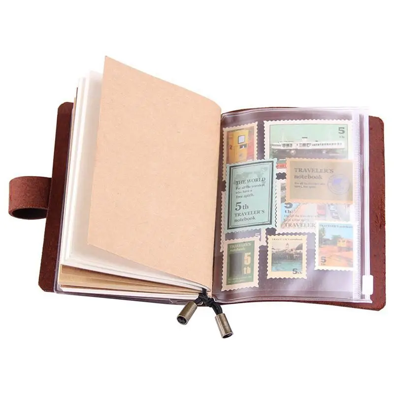 Handmade Traveler's Notebook, Leather Travel Journal Notebook for Men& Women, Perfect for Writing, Gifts, Travelers, 5.2 x 4
