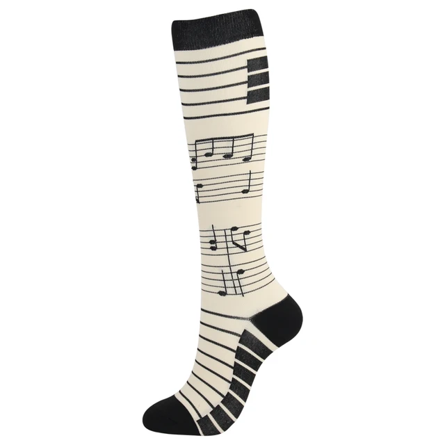 Moda Mulaya Compression Stockings Men/Women Correcting Leg Muscle Pressure and Soothing Rainbow Kiss Music Tall Tube Funny gym Music