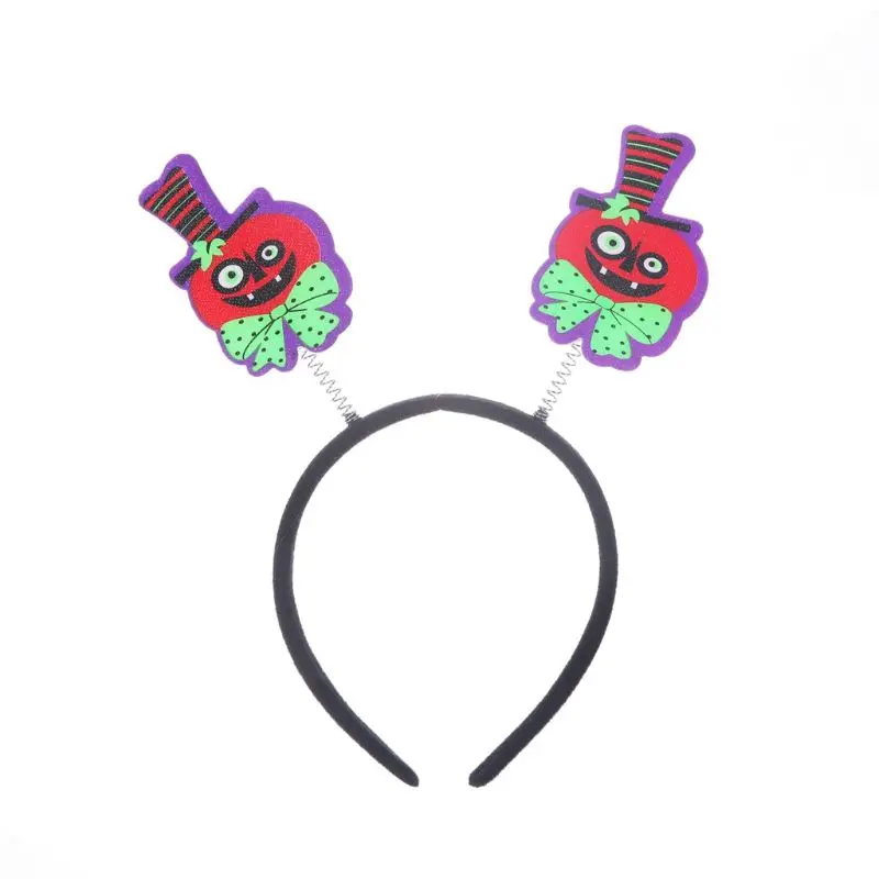1 2pcs Kids Halloween Plastic Headband Pumpkin Ghost Cat Skull Decor Spring Hair Hoop Nightclub Masquerade Party Favors Headpiece - Цвет: 1