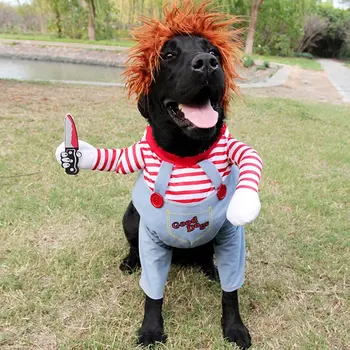 

Pet Dog Halloween Clothes Dog Holding A Knife Halloween Christmas Costume Novelty Funny Pet Cat Parties Cosplay Apparel Clothing