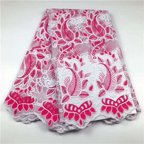 fushin pink MAIGALAN Новое поступление хлопок кружева высокого качества нигерийские Свадебные африканские кружева ткань/гипюр шнур кружевной ткани SML76-66 - Цвет: fushin pink