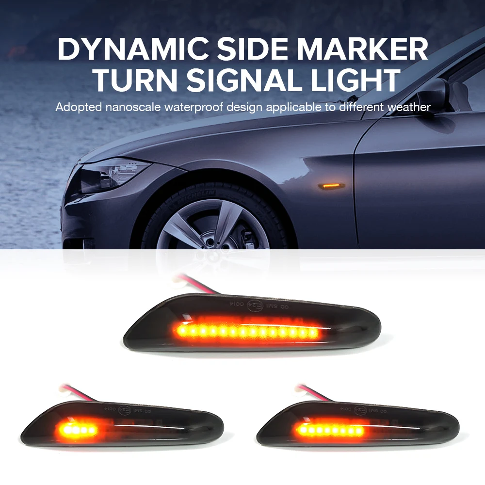 Not M3 Clear Lens Amber LED Side Marker Turn Signal Light Fit For BMW E81 E87 E90 E91 E92 E93 ,2pcs Black Style Yellow Light Not M3 Clear Lens Amber LED Side Marker Turn Signal Light Fit For BMW E81 E87 E90 E91 E92 E93 ,2pcs Black Style Yellow Light