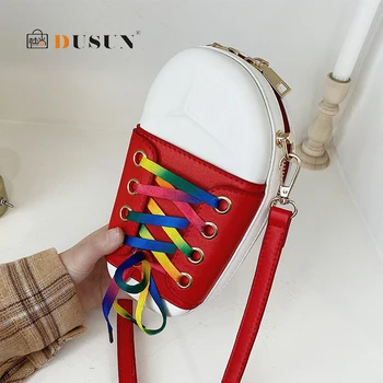 

Cute Canvas Shoes-Shaped Bags for Women 2020 Shoulder Crossbody Bag Personality PU Leather Messenger Bag Lady Designer Coin Sac