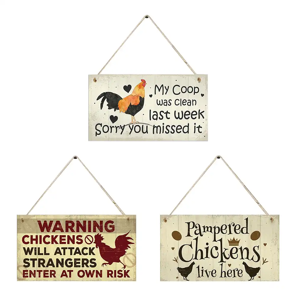 1 Uds Gallinero De Madera Platos Colgantes Pollo Letra Para