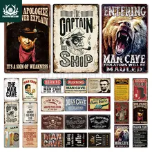 Человек Пещера вывески Винтаж металлический знак табличка Металл Винтаж Ретро жестяной знак Настенный декор для мужчин пещера Бар Паб гараж декоративная тарелка