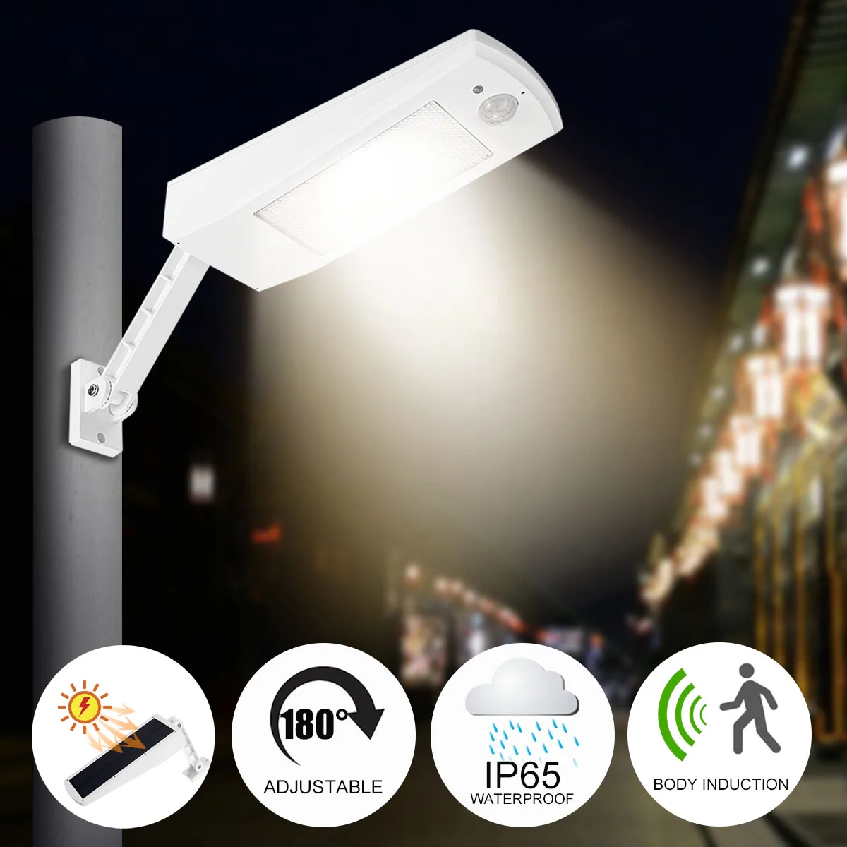 

New Solar Street Lamp Street Lights Waterproof Adjustable Power Outdoor Garden LED Lights Motion Sensor