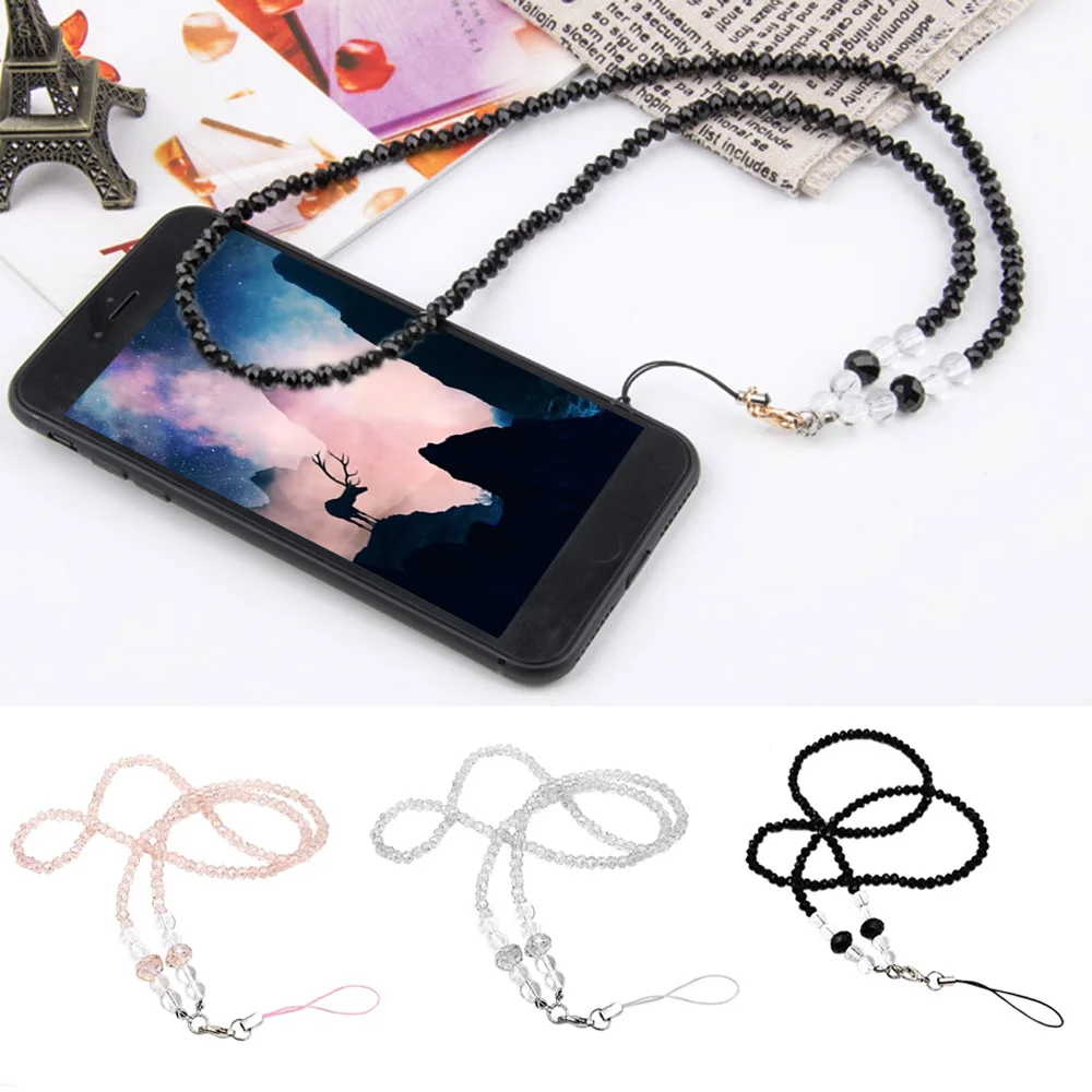 

Besegad Fashion Crystal Phone Lanyard Keychain Holder Women Beaded Cellphone Neck Necklace Strap Hang Rope Mobile phone Strap