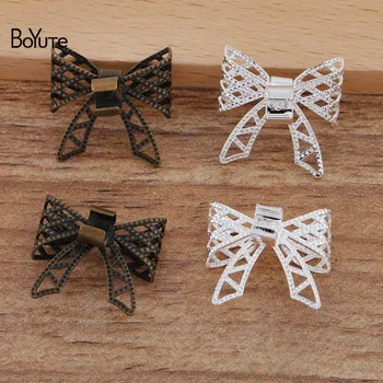 

BoYuTe (20 Pieces/Lot) 20*20MM Filigree Bowknot Hair Rope Clasp Clips Diy Handmade Hair Accessories Jewelry Findings Components