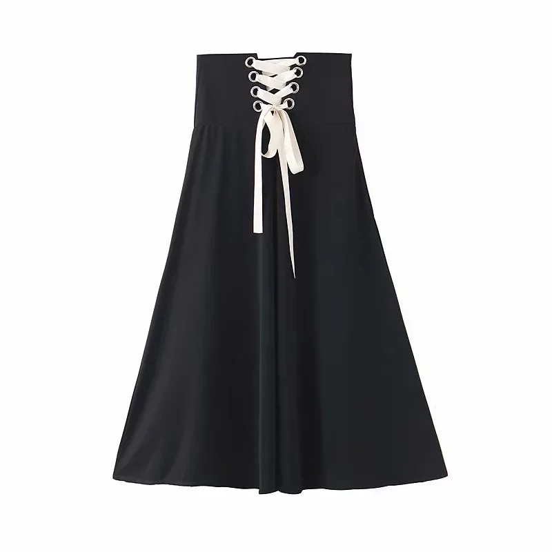 

High Elastic Waist Black Bandage Split Temperament Half-body Skirt Women Fashion Tide New Spring Autumn 2020