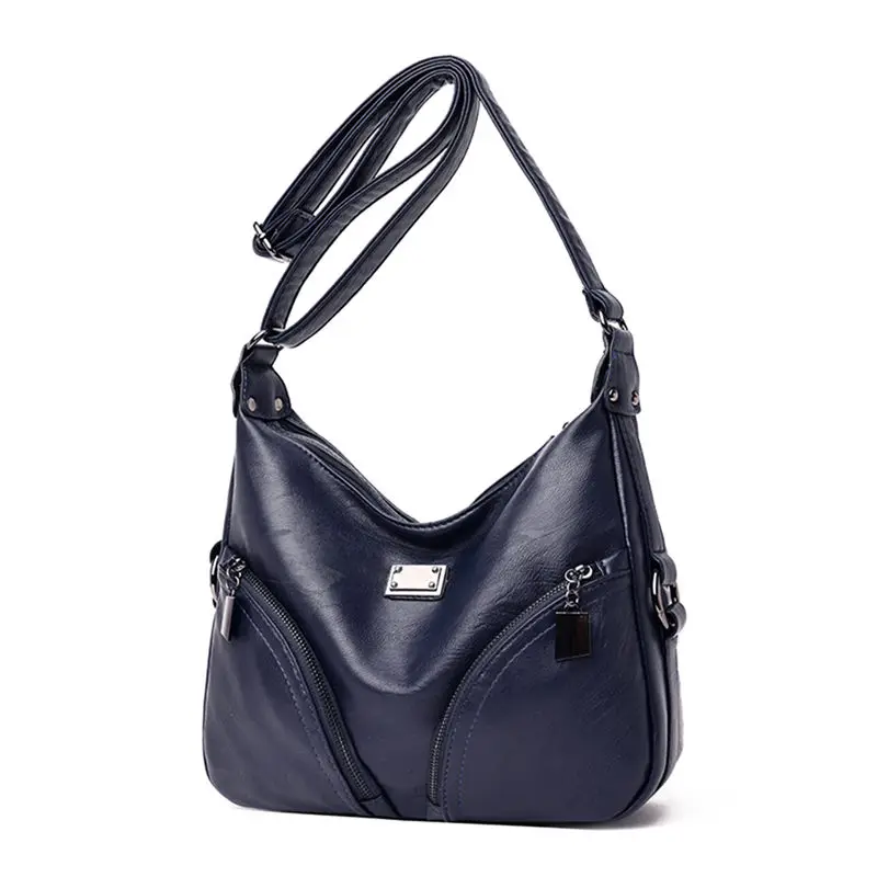 Женские сумки-мессенджеры из мягкой овечьей кожи, сумка на плечо, женская сумка, повседневная вместительная сумка, женские сумки через плечо, сумки для женщин - Цвет: Blue