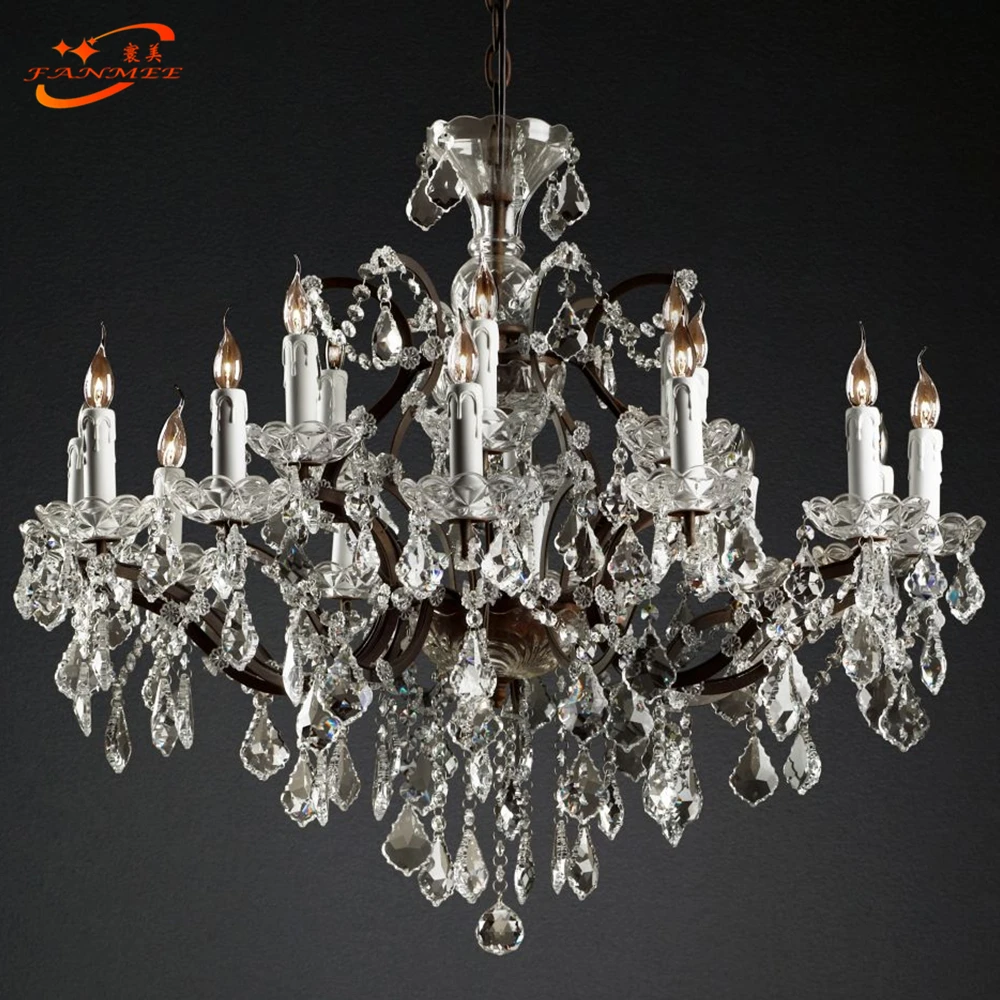 ^*Best Offers 19th C. Rococo Iron & Crystal Round Chandelier Lighting Modern LED Chandeliers Pendant Lamp Hanging Light for Living Dining Room