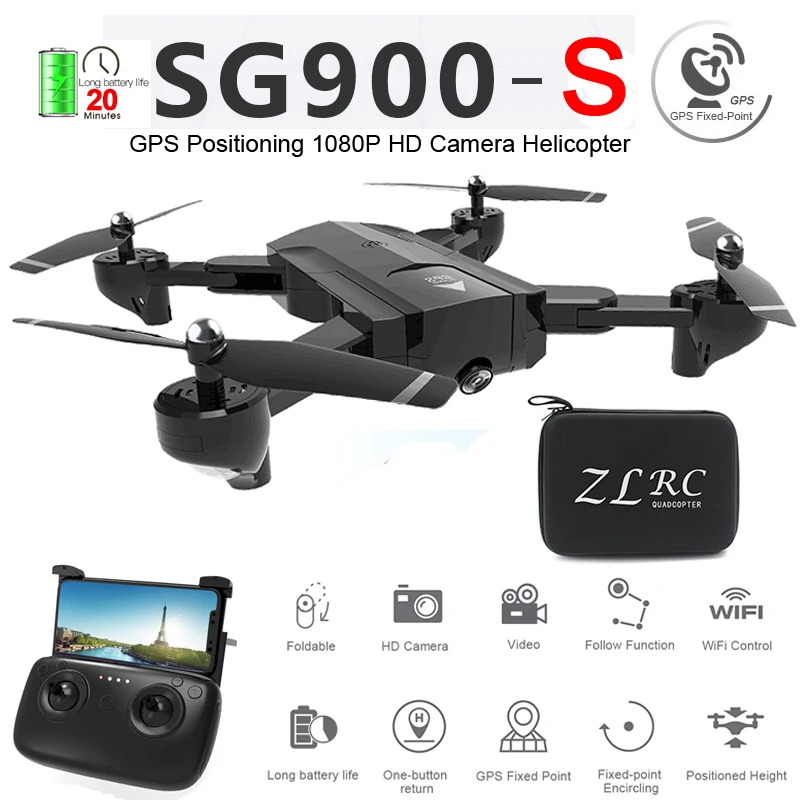 

SG900-S SG900S GPS Foldable Profissional Drone with Camera 1080P HD Selfie WiFi FPV Wide Angle RC Quadcopter Helicopter Toys F11