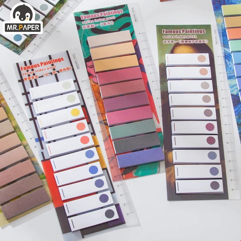 Mr.Paper 150 Pcs/set 8 Designs Famous Painting Index Sticker Series Memo Pads Self-Adhesive Creative Hand Account DIY Stickers