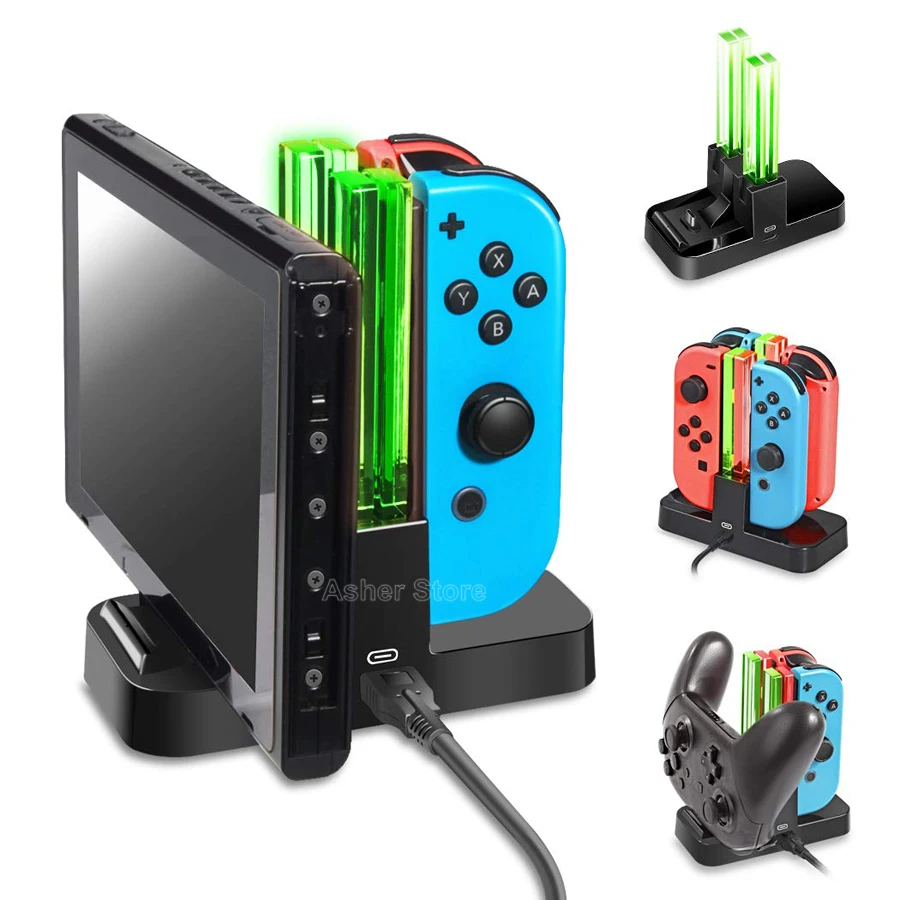 Новинка 2019 г. подставка для быстрой зарядки Nintendo Switch светодиодная зарядная док