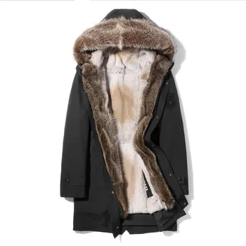 GĂŒnstig NatĂŒrliche Echt Nerz Mantel WaschbĂ€ren Kaninchen Parka Winter Jacke MĂ€nner Luxus Pelz Warme Parkas Plus GröĂe Veste MG-2908072 MY2282