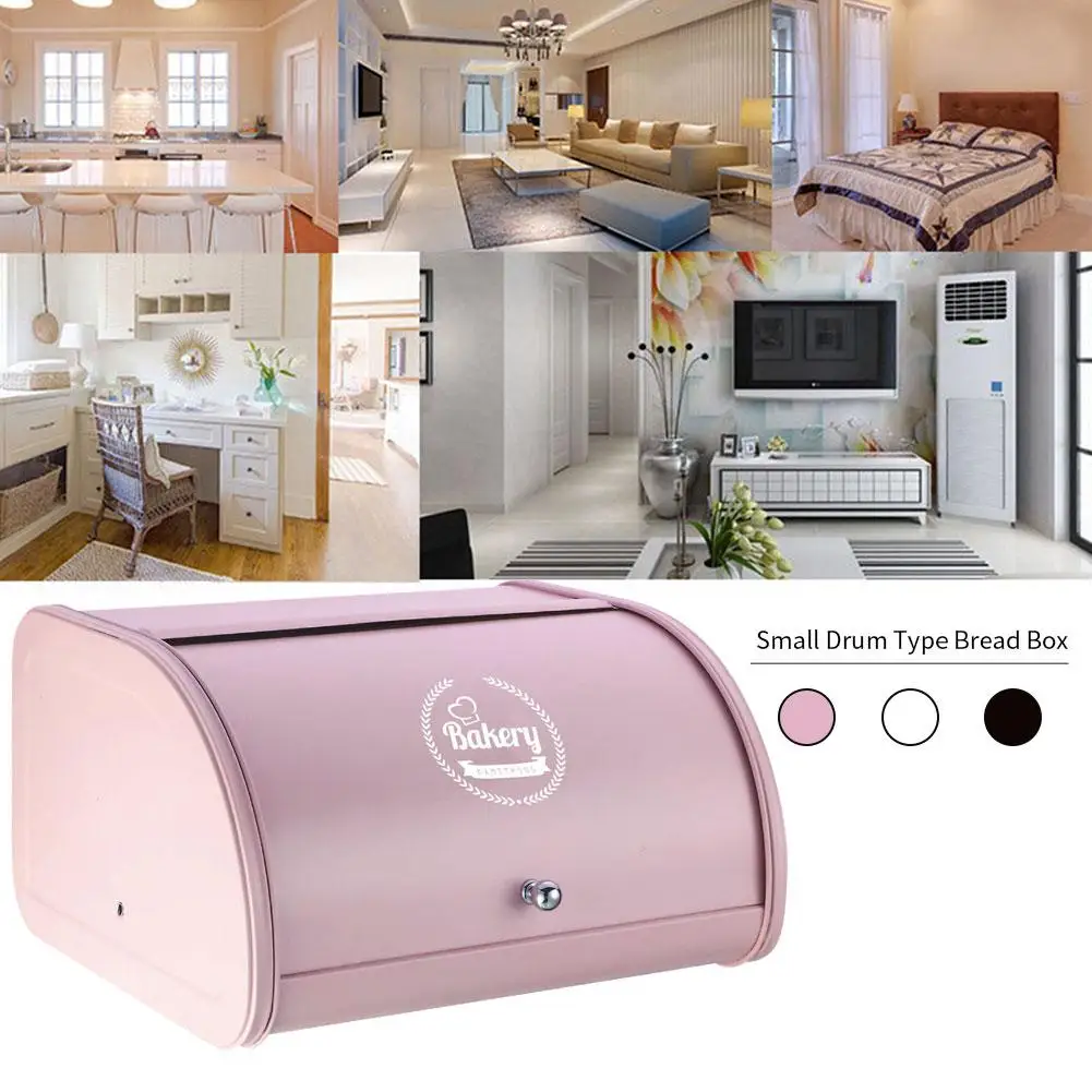 

1PCS French Vintage Bread Box Kitchen Iron Small Drum Type Dust-proof Bread Box Keep Food Kitchen Container Storage Case