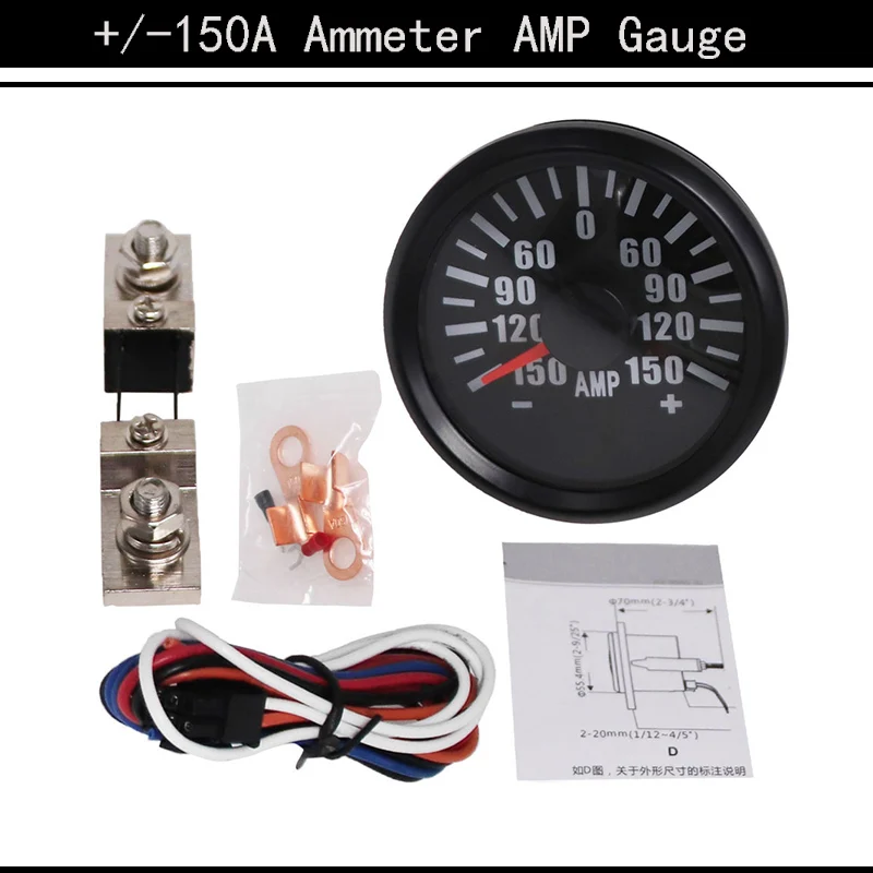 52 мм амперметр AMP датчик +/ 150A автомобильный для лодки с датчиком тока подходит