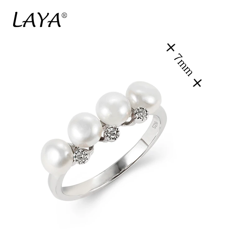 Laya  패션 담수 진주 반지 여성을위한 우아한 프랑스어 라이트 럭셔리 반지 Office Jewelry Accessories