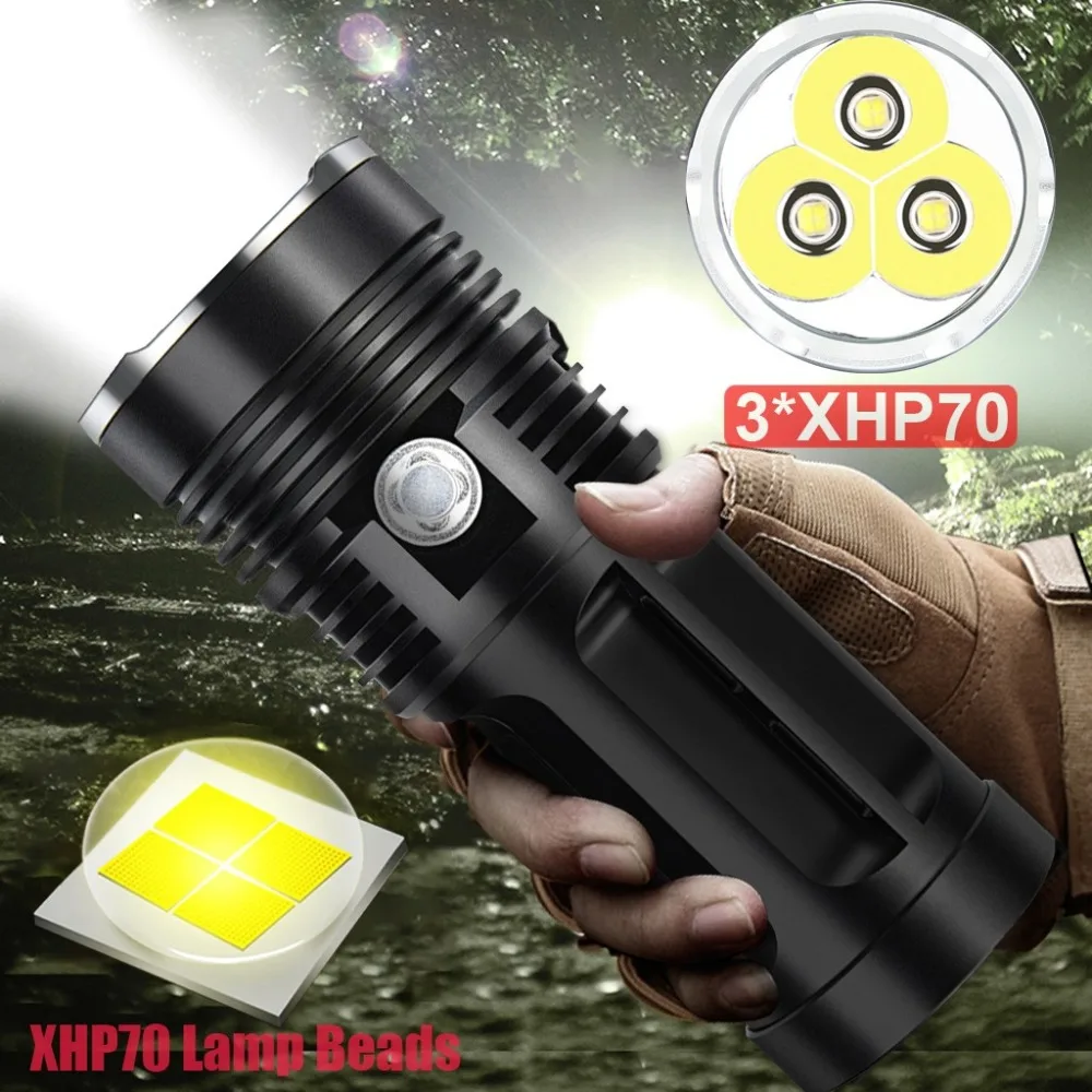 Bicycle front light Powerful LED Flashlight 3XHP70 Torch Waterproof Lamp Ultra Bright for Fishing Camping Cycling #1c15 (1)