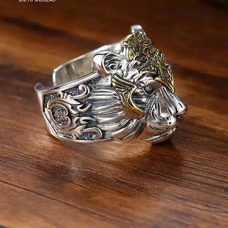 Fashion Creative Tiger Head Domineering Ring Mature Men Personality Beast Zodiac Ring Birthday Gift animal ring