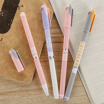 

3Pcs Cute Bear 0.38mm Black Ink Gel Pen Kawaii Plastic Neutral Pens for Office School Supplies Student Writing Tools Stationary