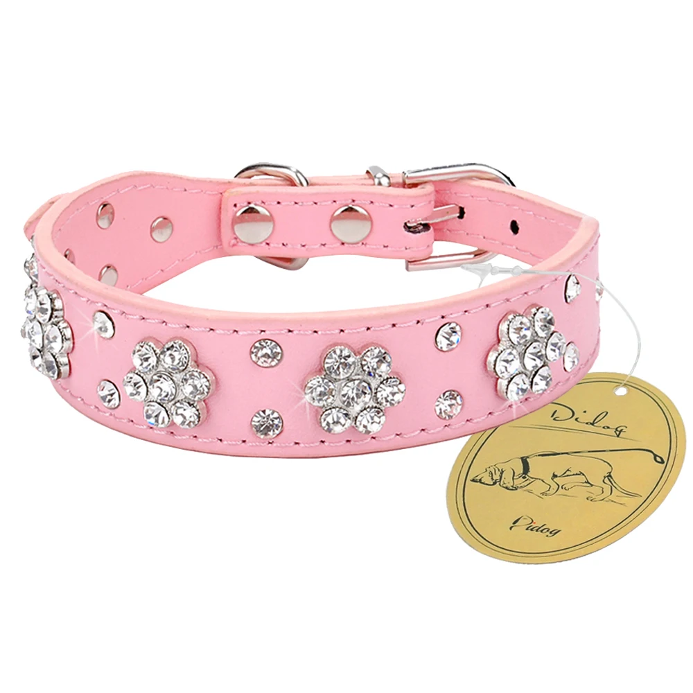 Bling Cats Collar Leather Bowknot Adjustable Kitten Medium Dogs Small Rhinestone Puppy Cat Collars Pug Yorkshire Chihuahua